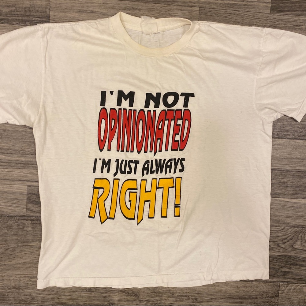 ‘90s VTG Opinionated T-Shirt L Measurement USA Made Single Stitch Good Condition